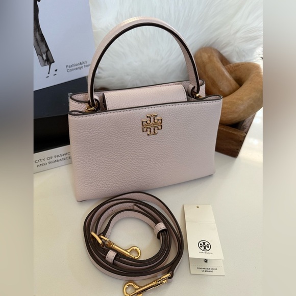 Tory Burch Britten Mini Satchel Crossbody– Delicate Pink Leather Sold Out NWT - Picture 3 of 11